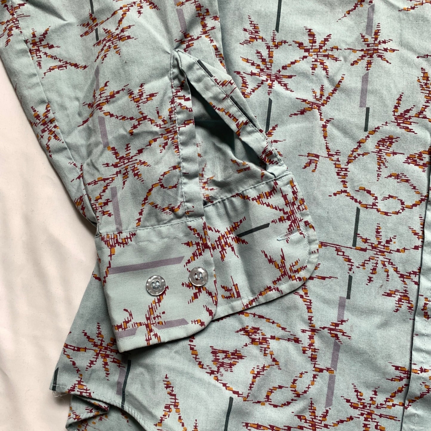 Jandy Place Vintage Blue Print Men's Button Down Shirt 14.5 32/33