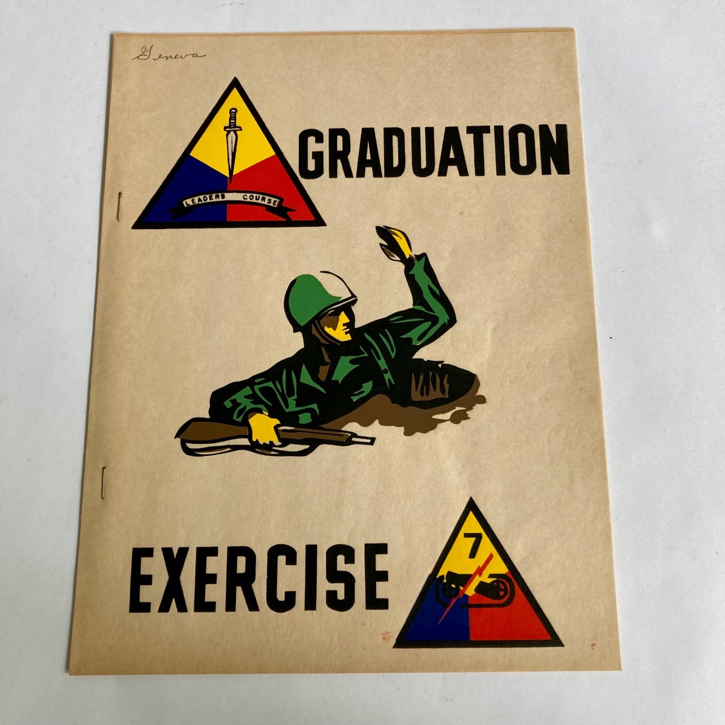 Vintage Army 7th Armored Division 1953 Graduation Exercise, Training Book &Photo