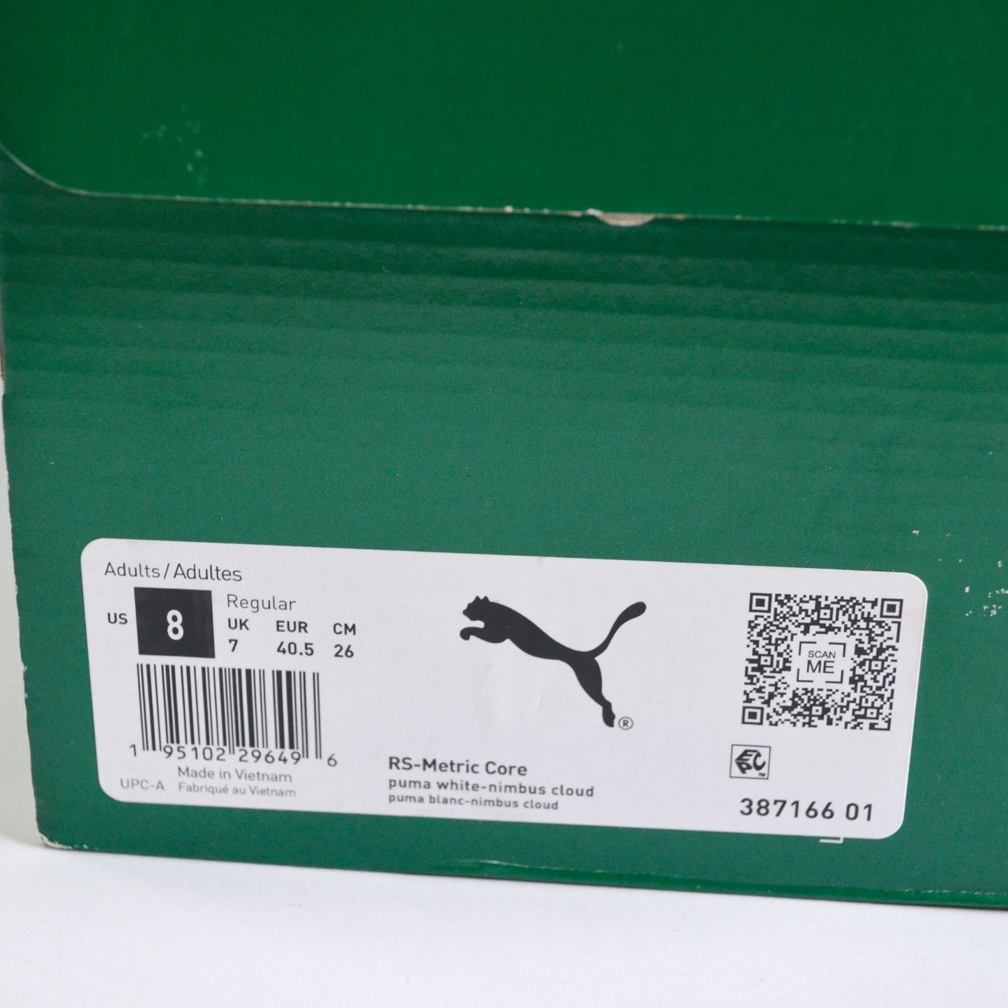 PUMA Men's RS-METRIC CORE Sneaker White Nimbus Cloud Size 8 New