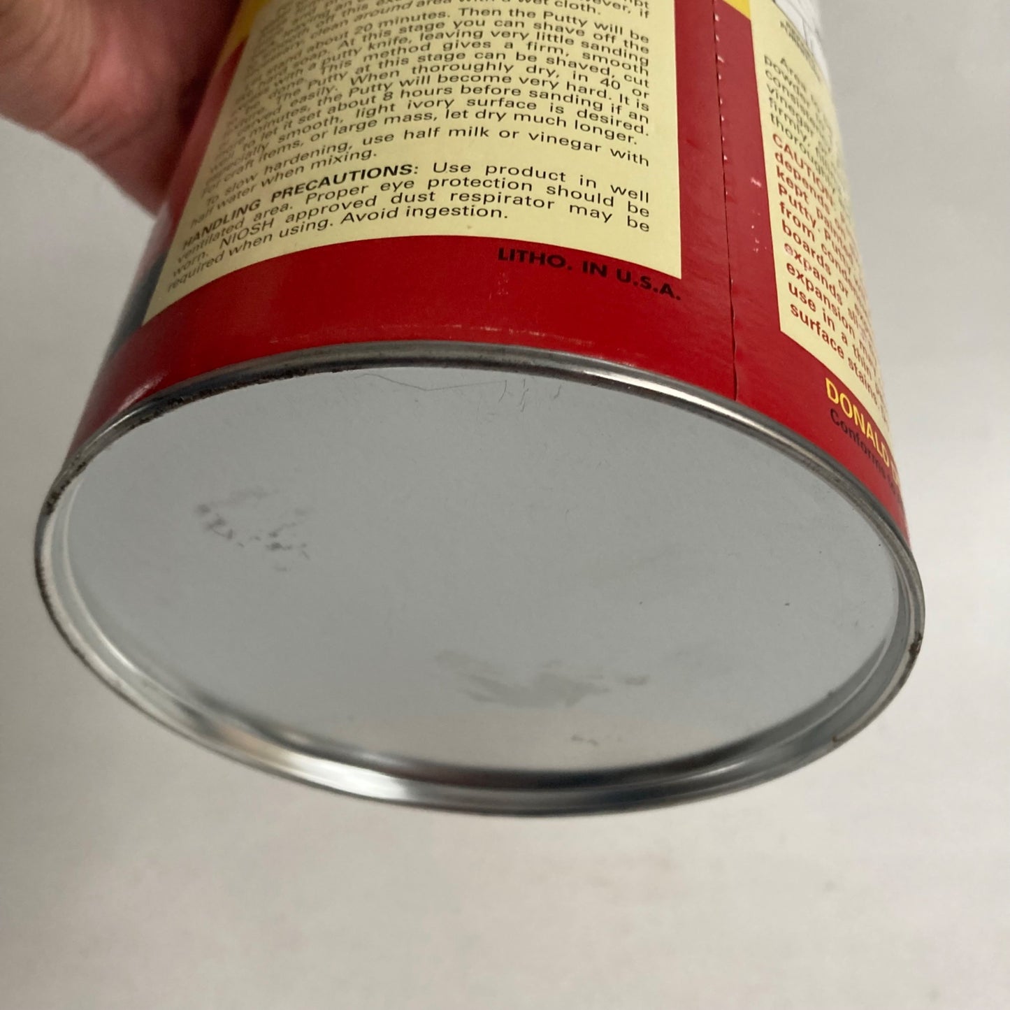 Vintage Durham's Rock Hard Water Putty Can Tin Weightlifter He-Man