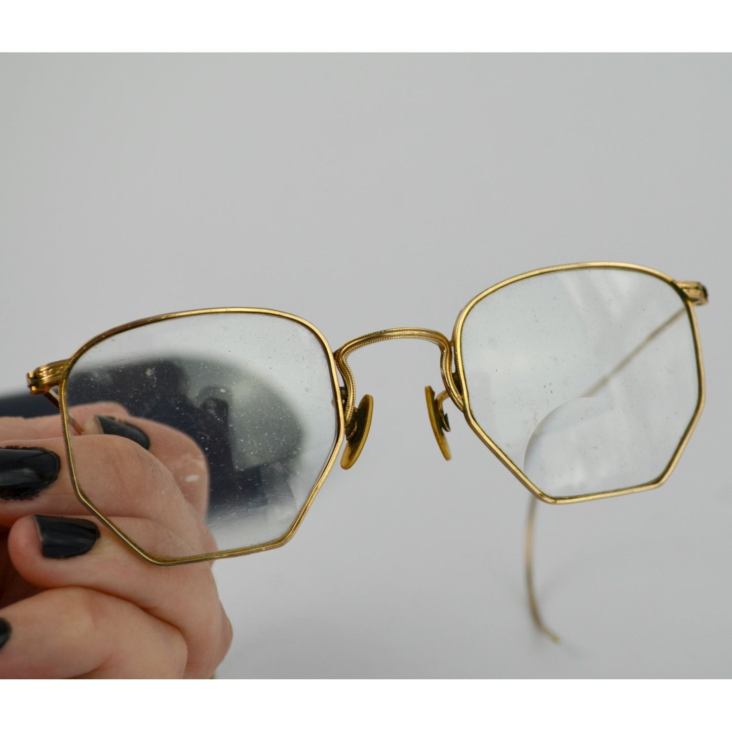 Vintage American Optical 1/10 12KGF Eyeglasses AO Gold-Filled Hexagon Glasses