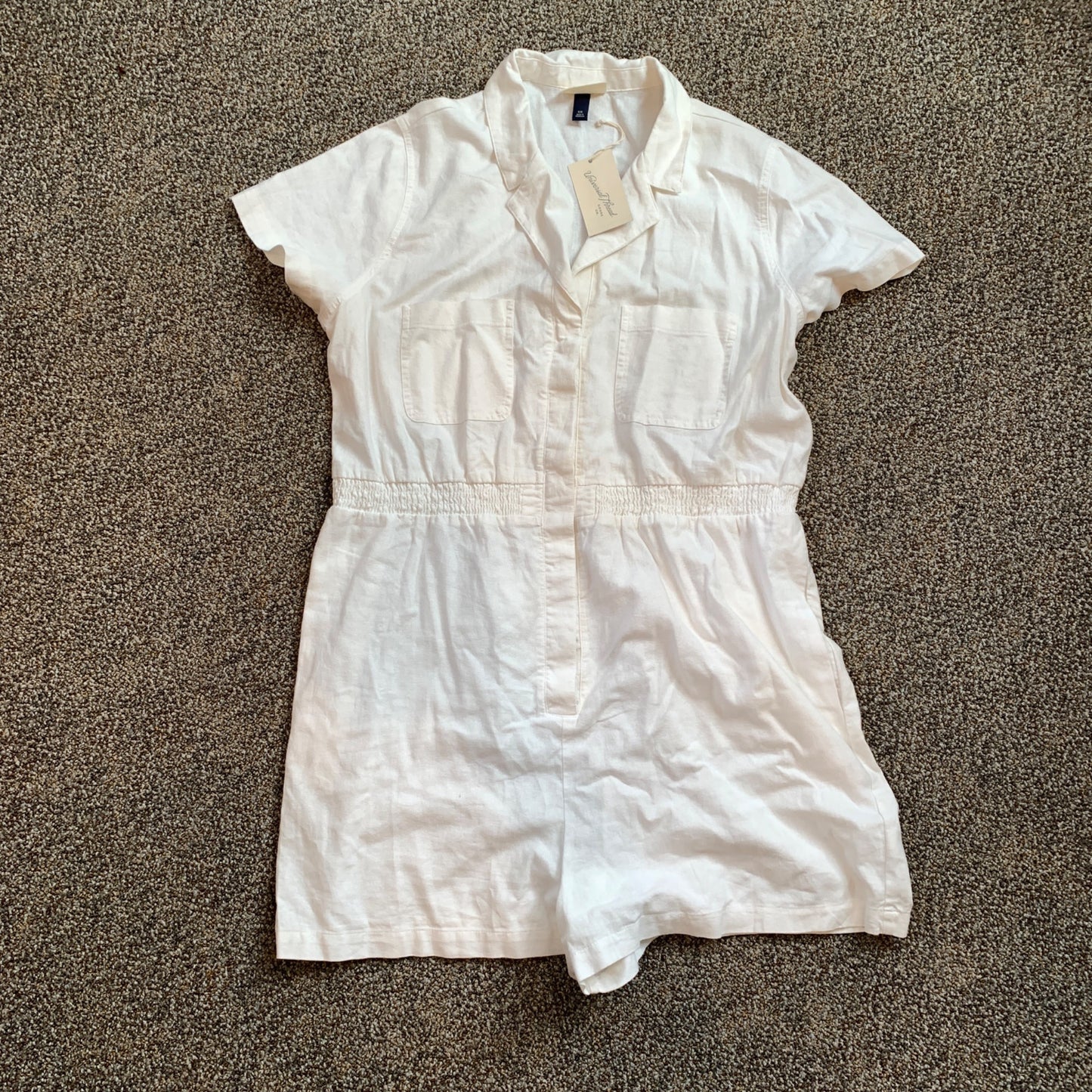 Universal Thread Short Sleeve White Linen Jumpsuit Romper XXL New