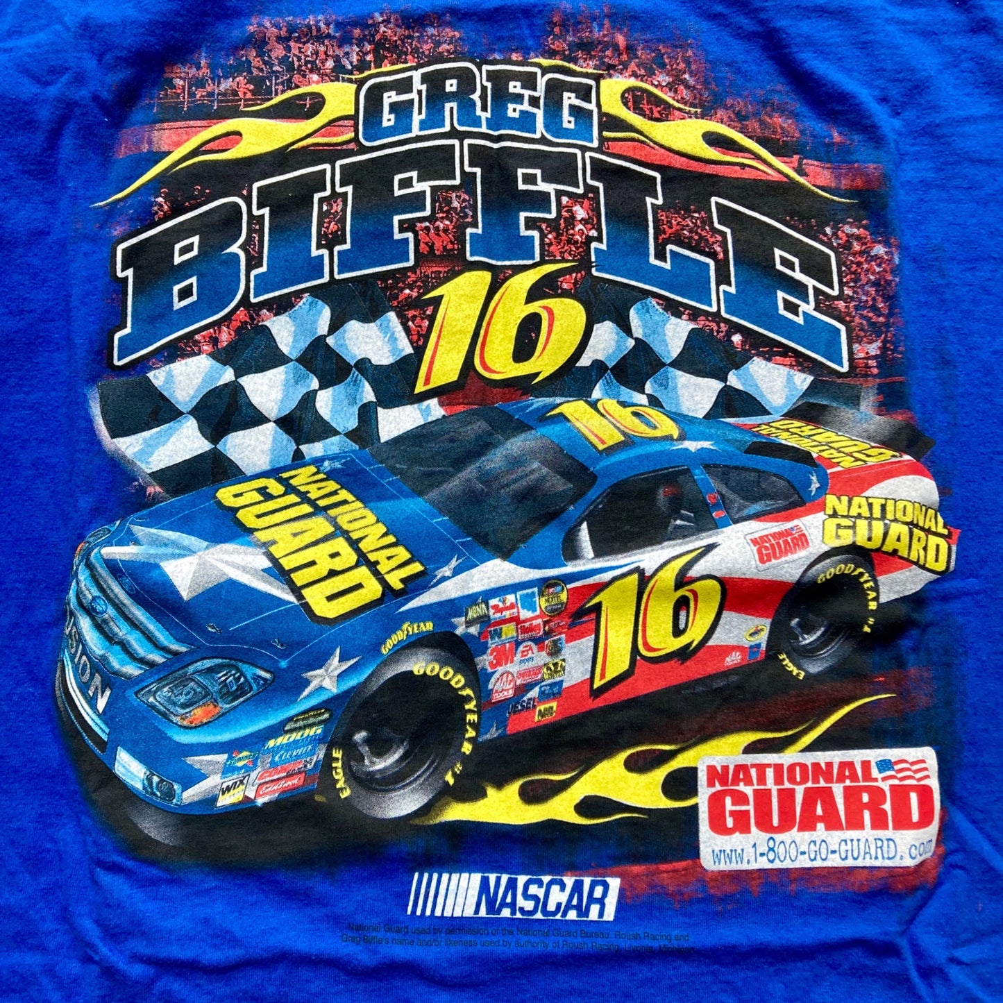 Vintage NASCAR Greg Biffle #16 Army National Guard Racing T-Shirt Men's L