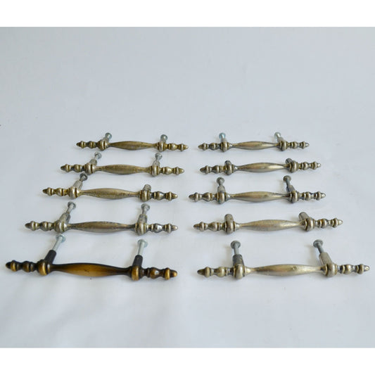 Lot of 10 Vintage Drawer Pulls Handles 3" Centers Brass
