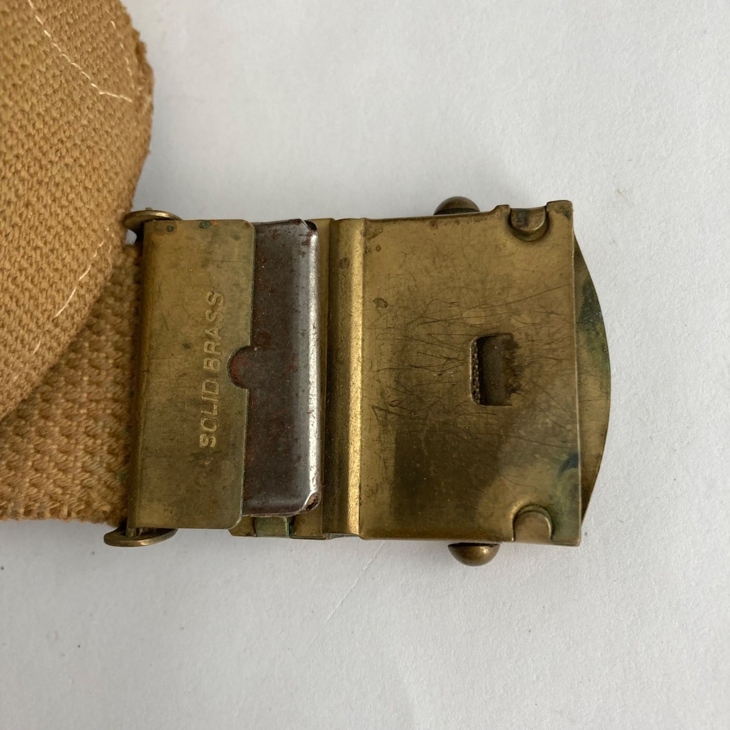 Vintage 10.5" Box Military OD Green w/Tan Belt & Lubricating Oil Can 2 oz Poison