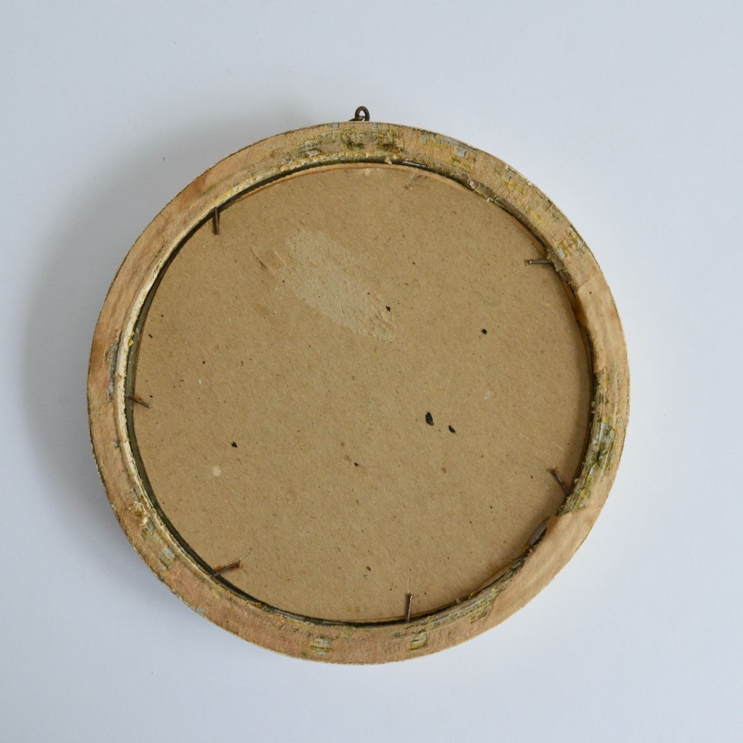 Vintage Dried Floral Bouquet in Round Frame with Rounded Bubble Glass Convex Dome