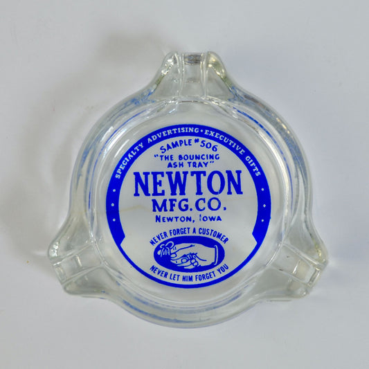Newton MFG Co. Clear Glass Ashtray Ash Tray Vintage