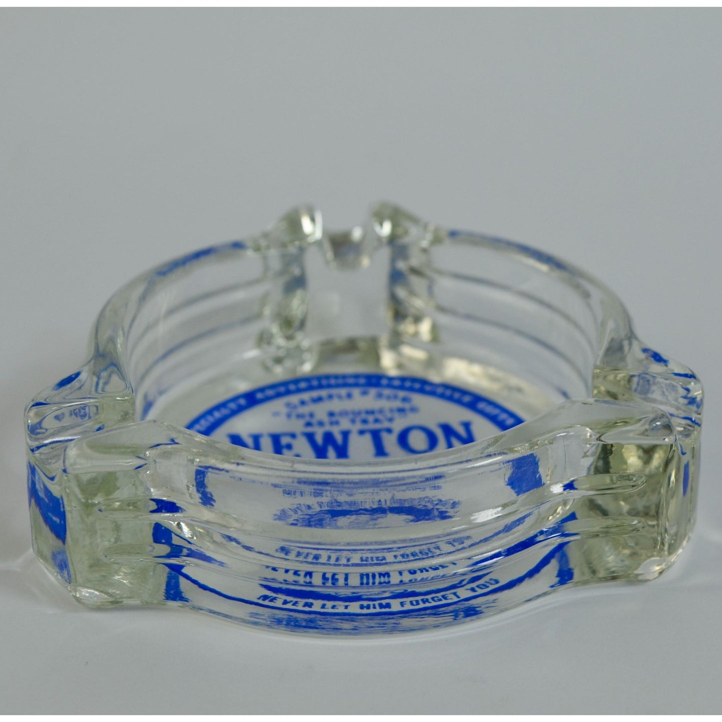 Newton MFG Co. Clear Glass Ashtray Ash Tray Vintage