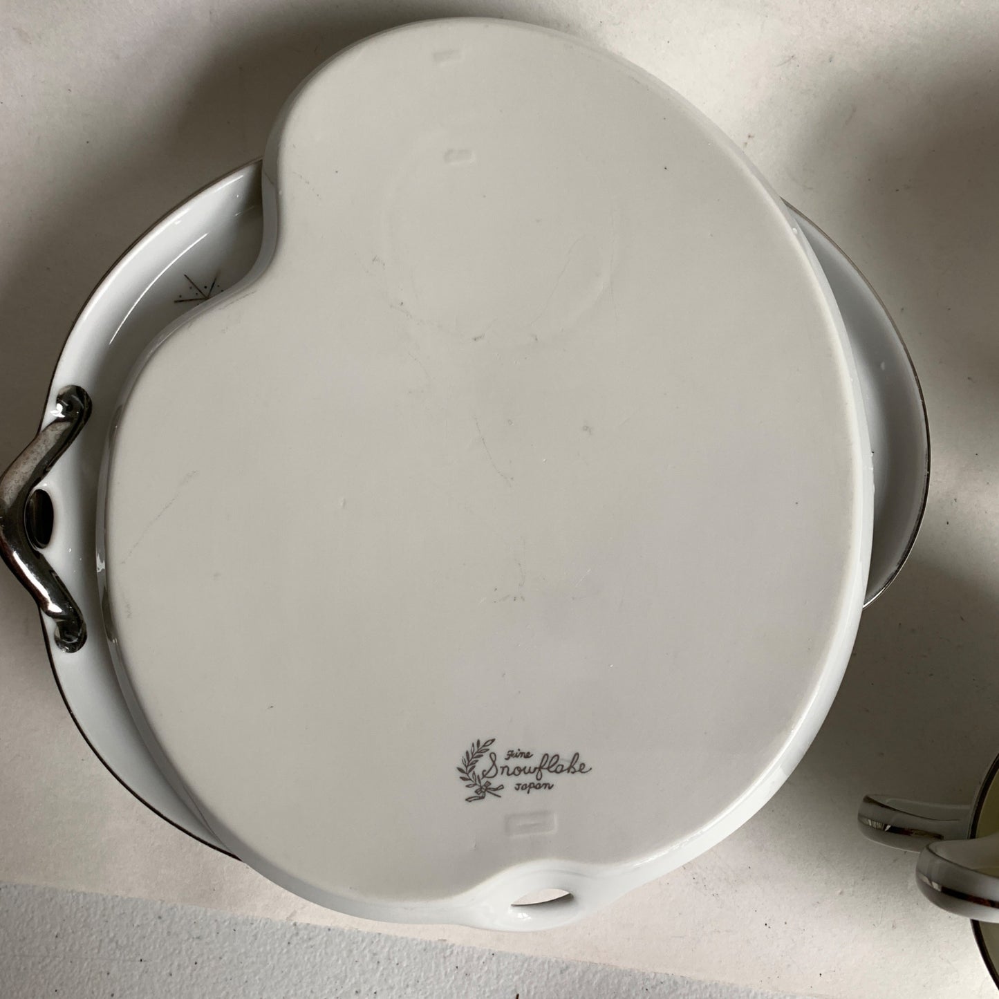Vintage MCM Atomic Fine Snowflake Japan Stacking Plates and Mugs