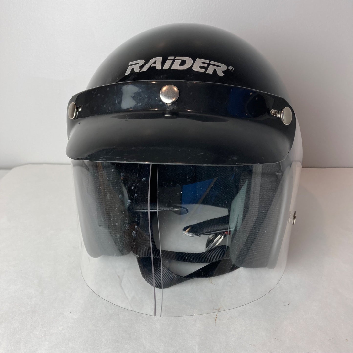 Raider Open Face Motorcycle Helmet Black Size S 26-611-13 READ