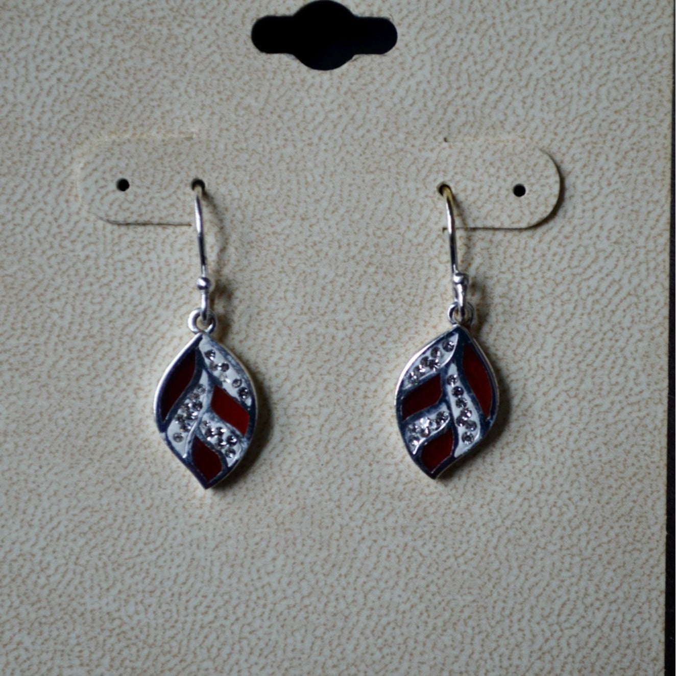 American Classic Genuine Carnelian Fine Silver Plated Drop Leaf Earrings New