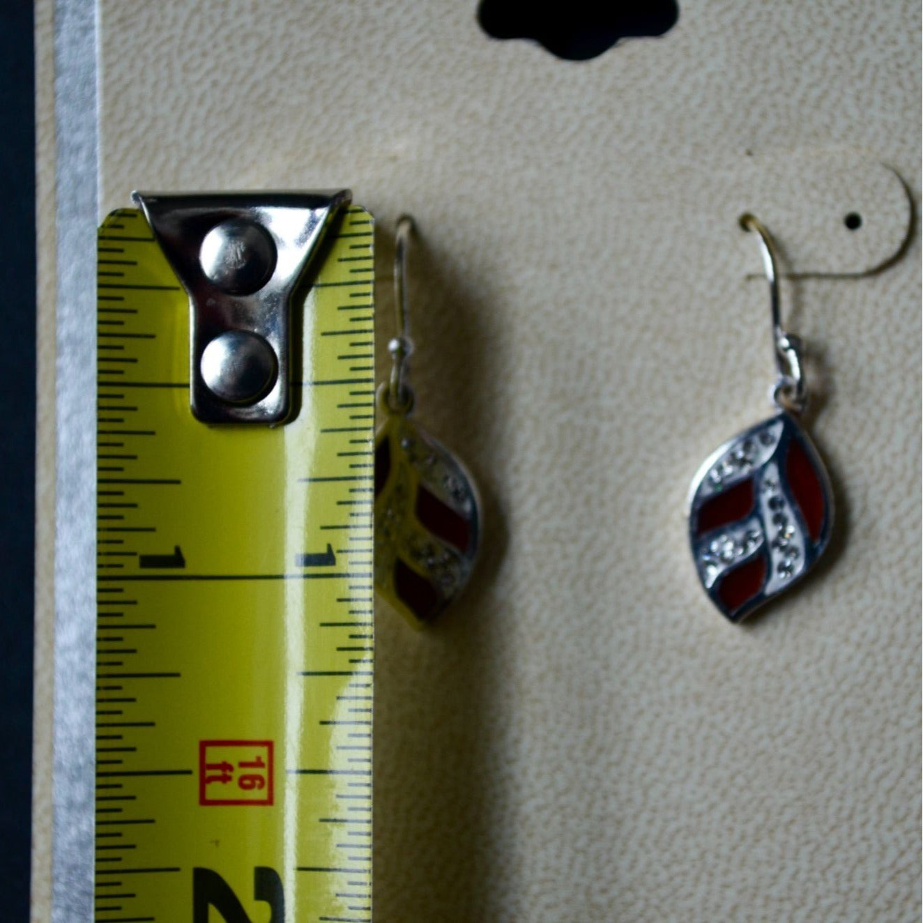 American Classic Genuine Carnelian Fine Silver Plated Drop Leaf Earrings New