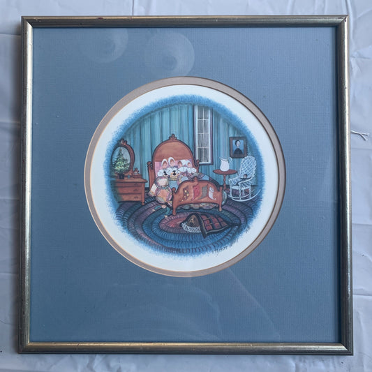 P Buckley Moss Night Before Christmas Lithograph Signed Numbered Framed