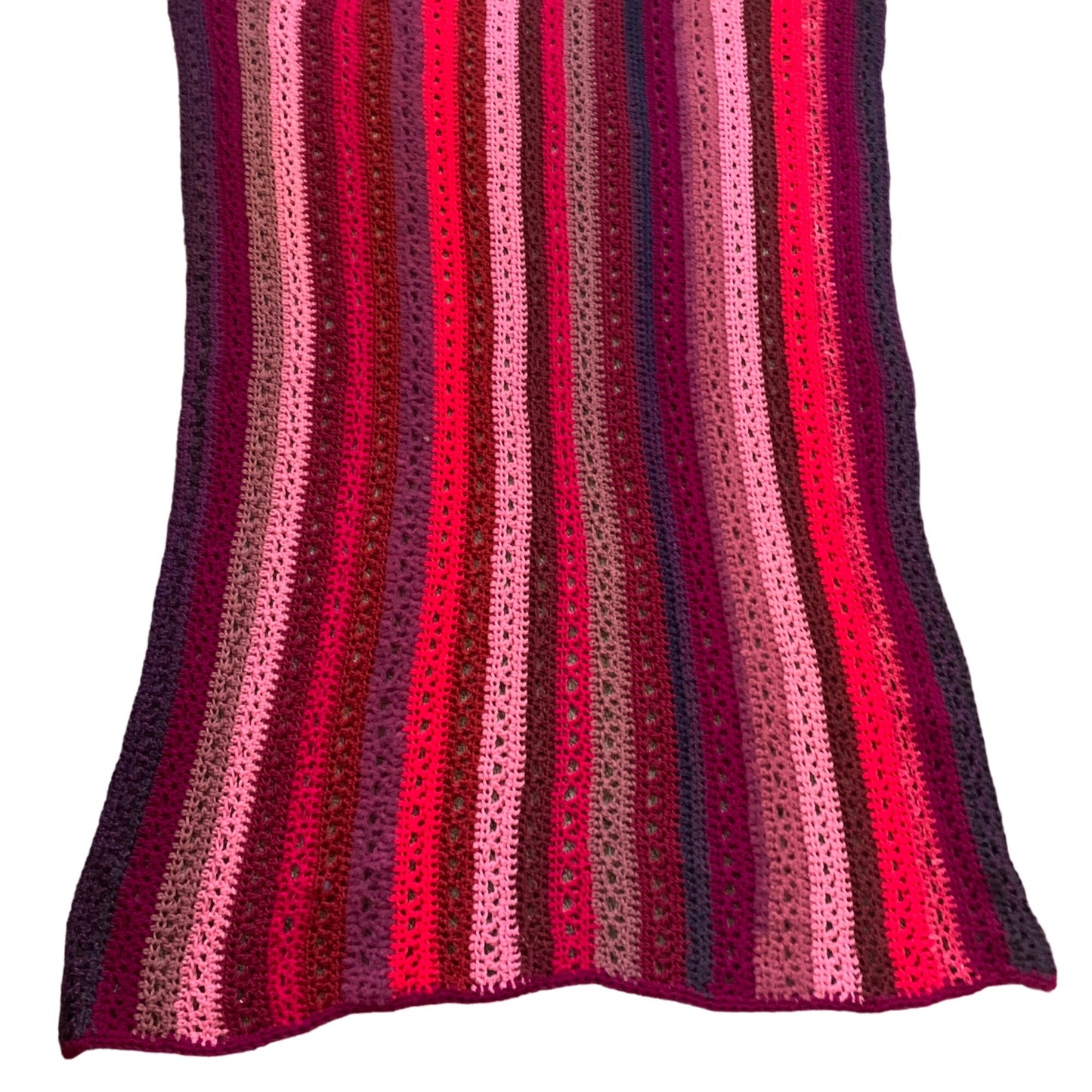 Red Pink Purple Stripes Afghan NEW 55 x 40.5"