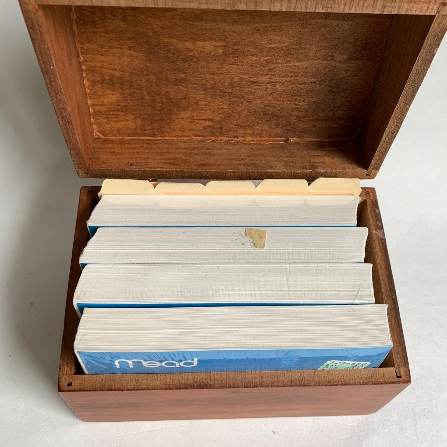 Vintage Wooden Recipe Box With Blank Cards and Dividers