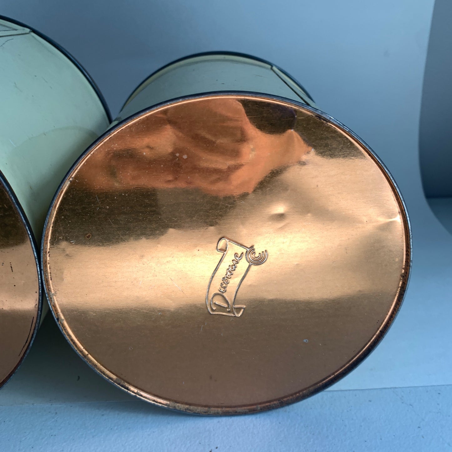Vintage MCM Metal Decoware Flour and Sugar Canister Set