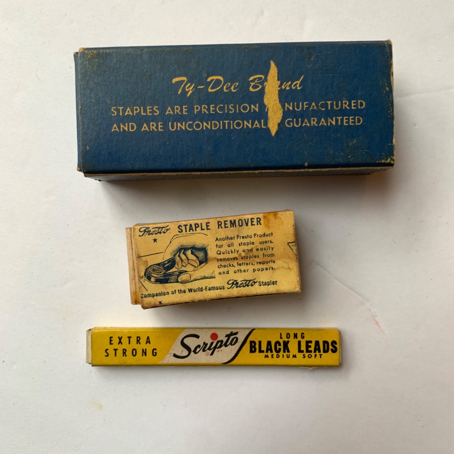 Vintage Ty-Dee Brand Presto Staples Scripto Black Leads Boxes