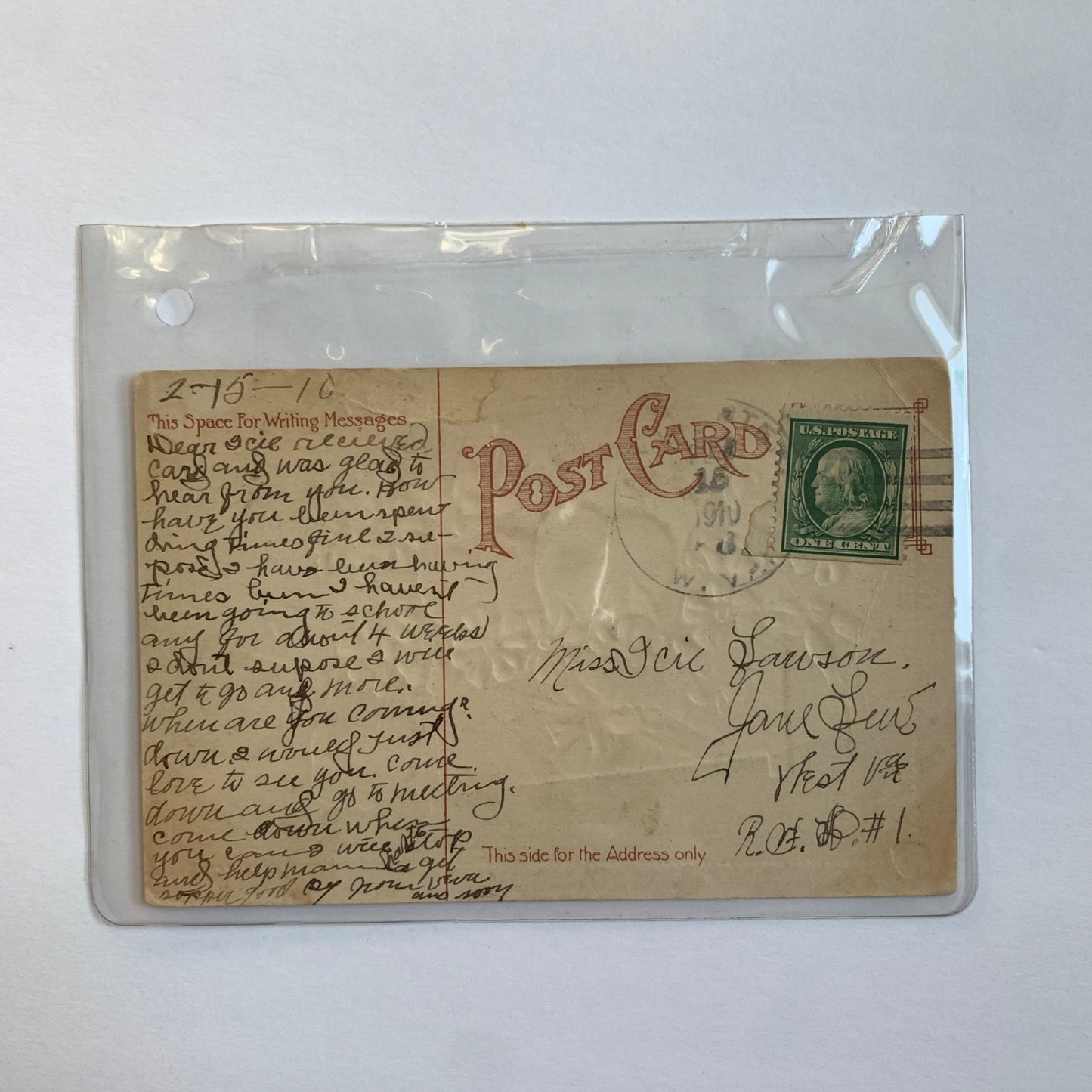 ANTIQUE 1910 Valentine's Day Postcard Hearts in Box with Flowers