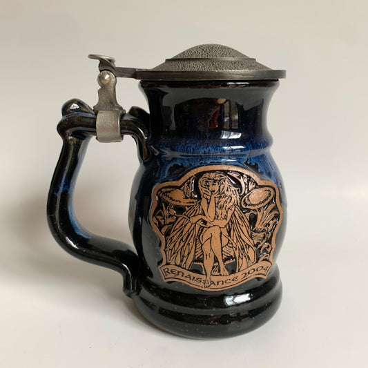2004 Renaissance Festival Pewter Lidded Beer Stein Pottery Ceramic