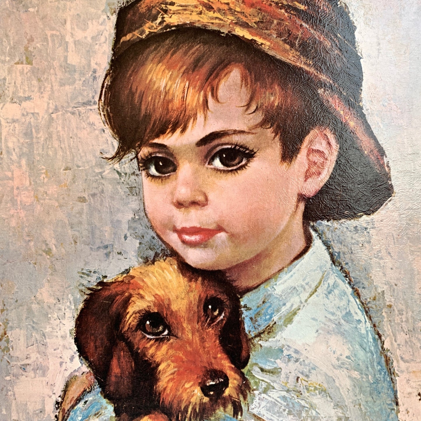 Vintage Medeiros Boy with Dog Signed Framed Print