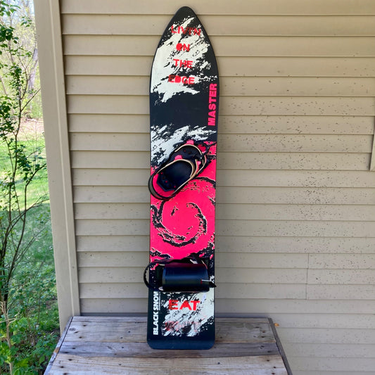Vintage 1980's Black Snow by SLM Snowboard w/ Bindings 135 cm