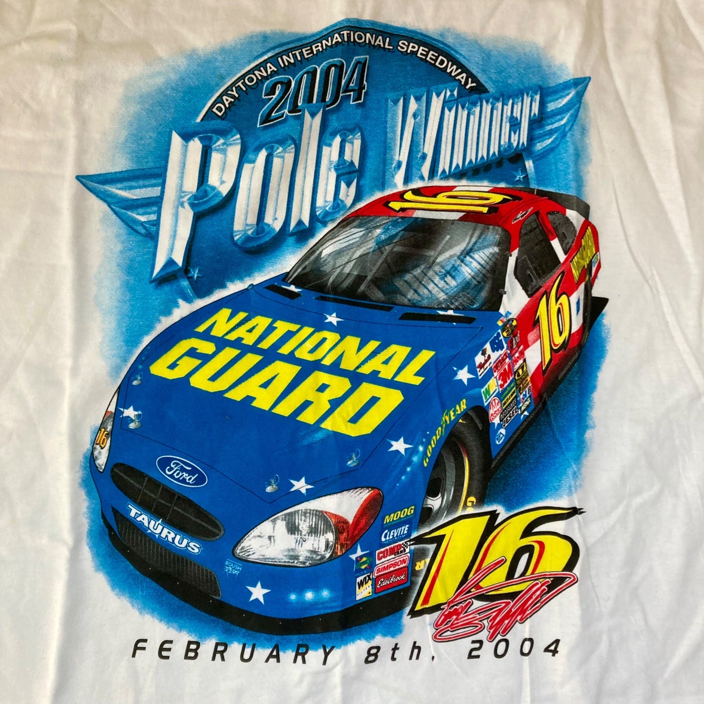 Vintage Greg Biffle #16 Daytona POLE WINNER T-Shirt Size 2XL NASCAR 500 RARE