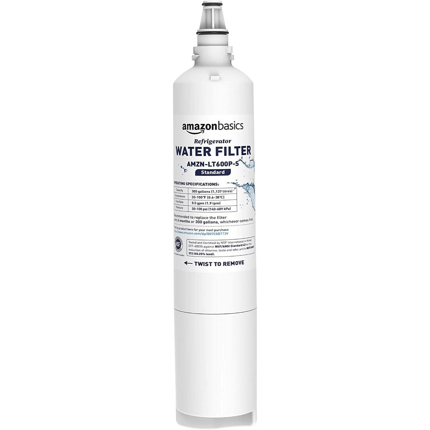Amazon Basics Replacement LG LT600P Refrigerator Water Filter Cartridge - Standard Filtration