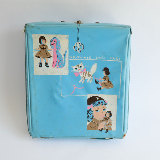 Vintage 1960's Brownie Doll Case Effanbee Blue Carry Storage