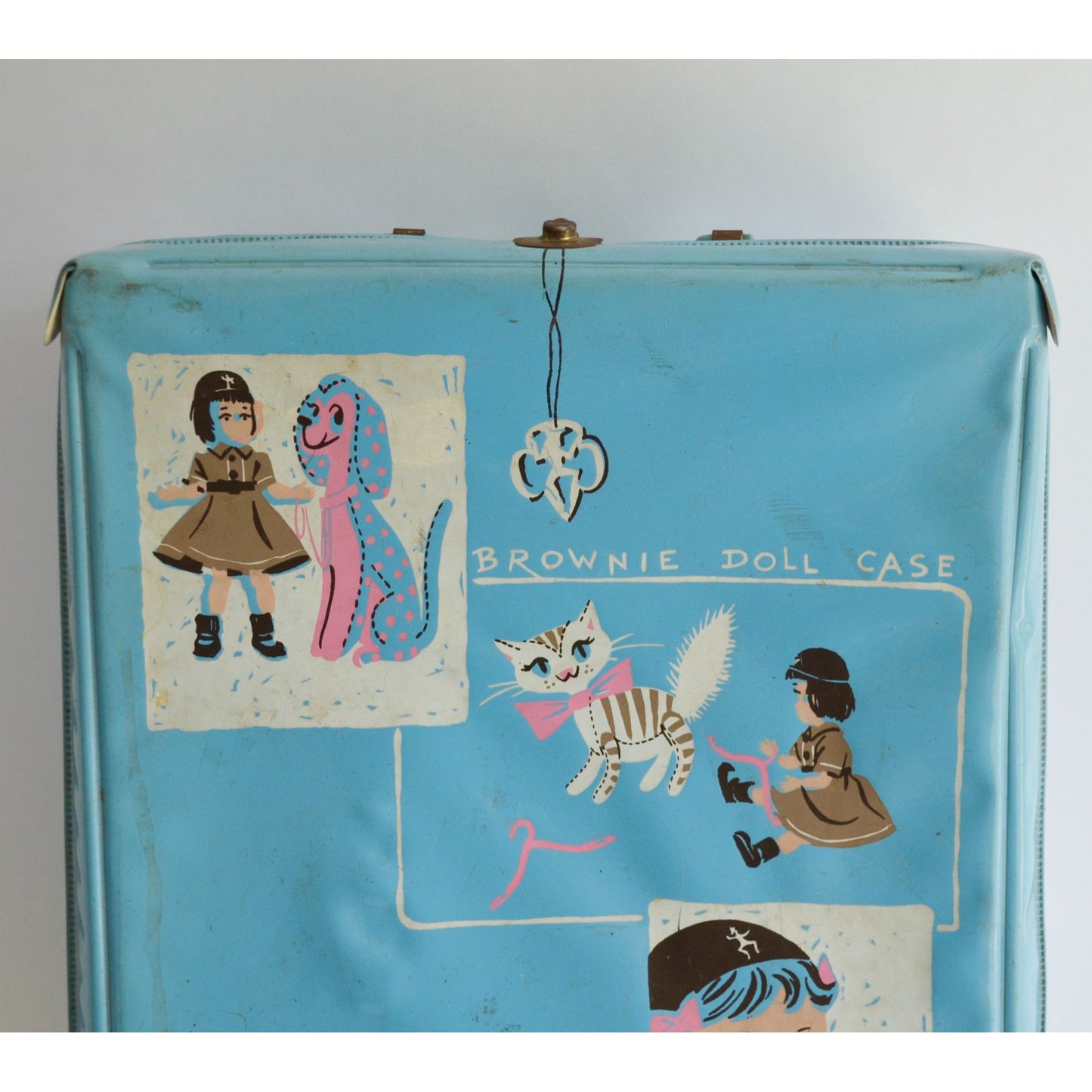 Vintage 1960's Brownie Doll Case Effanbee Blue Carry Storage