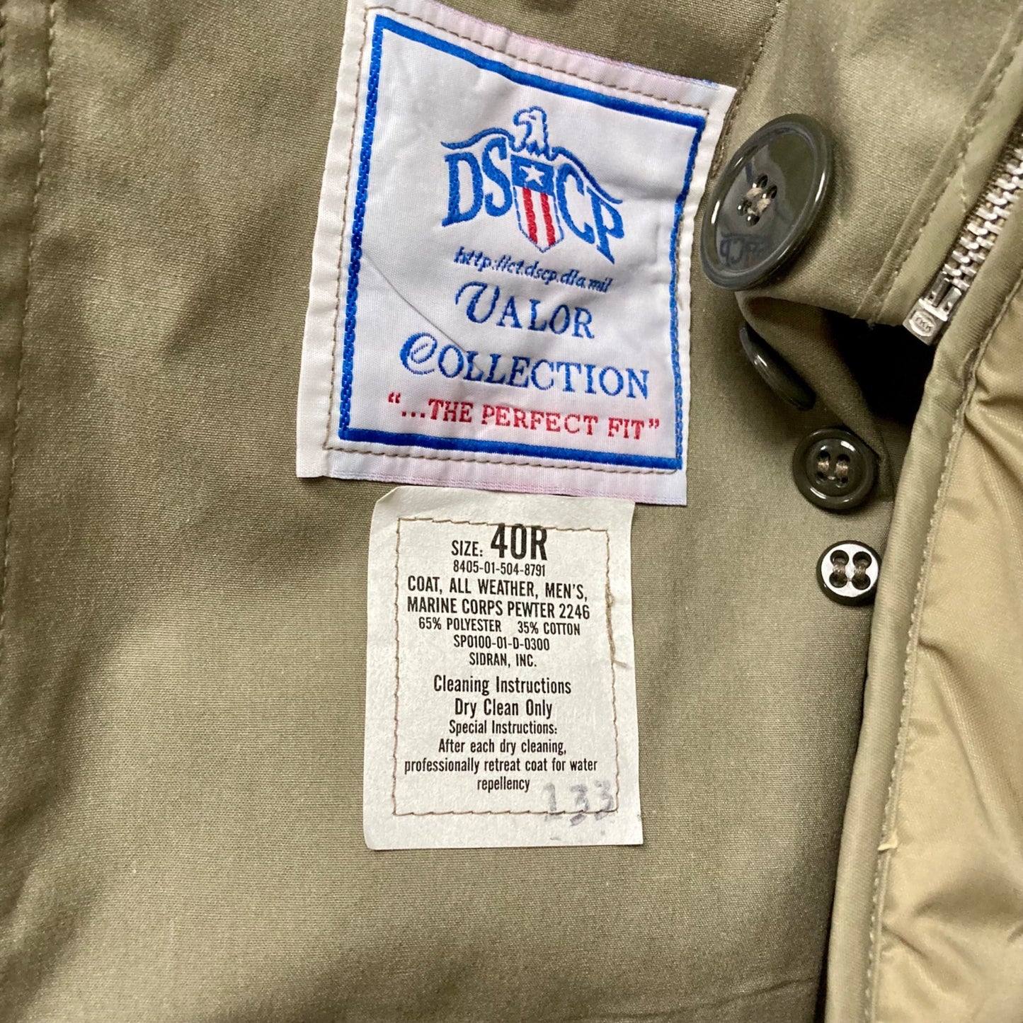 USMC All Weather Coat Pewter Men's 40R Marine Corps 2246 DSCP NICE!