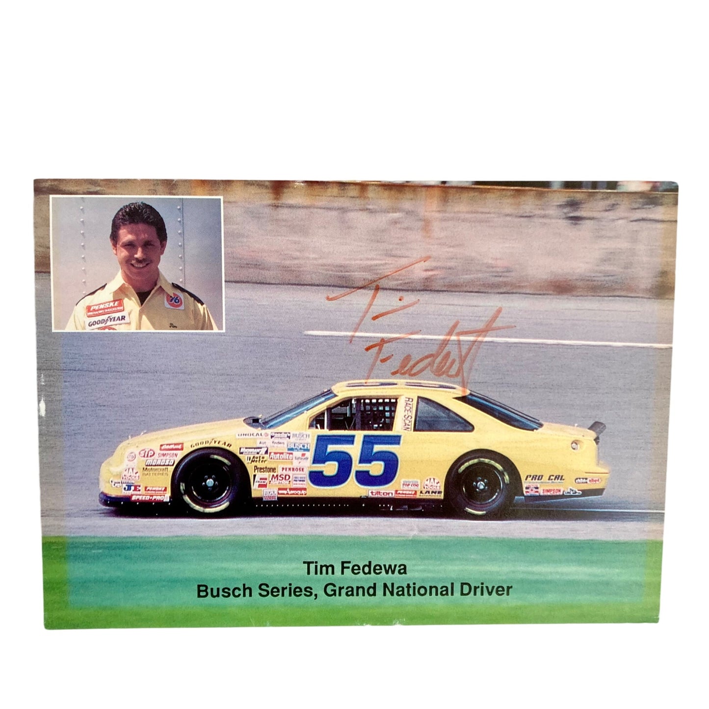 Vintage TED FEDEWA Autographed Photo Post Card Busch Series NASCAR Signed #55