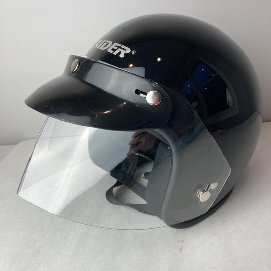 Raider Open Face Motorcycle Helmet Black Size S 26-611-13 READ