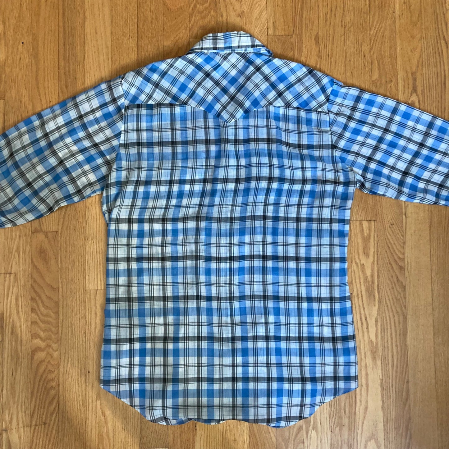 Vintage Lee Long-Sleeve Western Shirt Pearl Snap Blue Plaid Men's