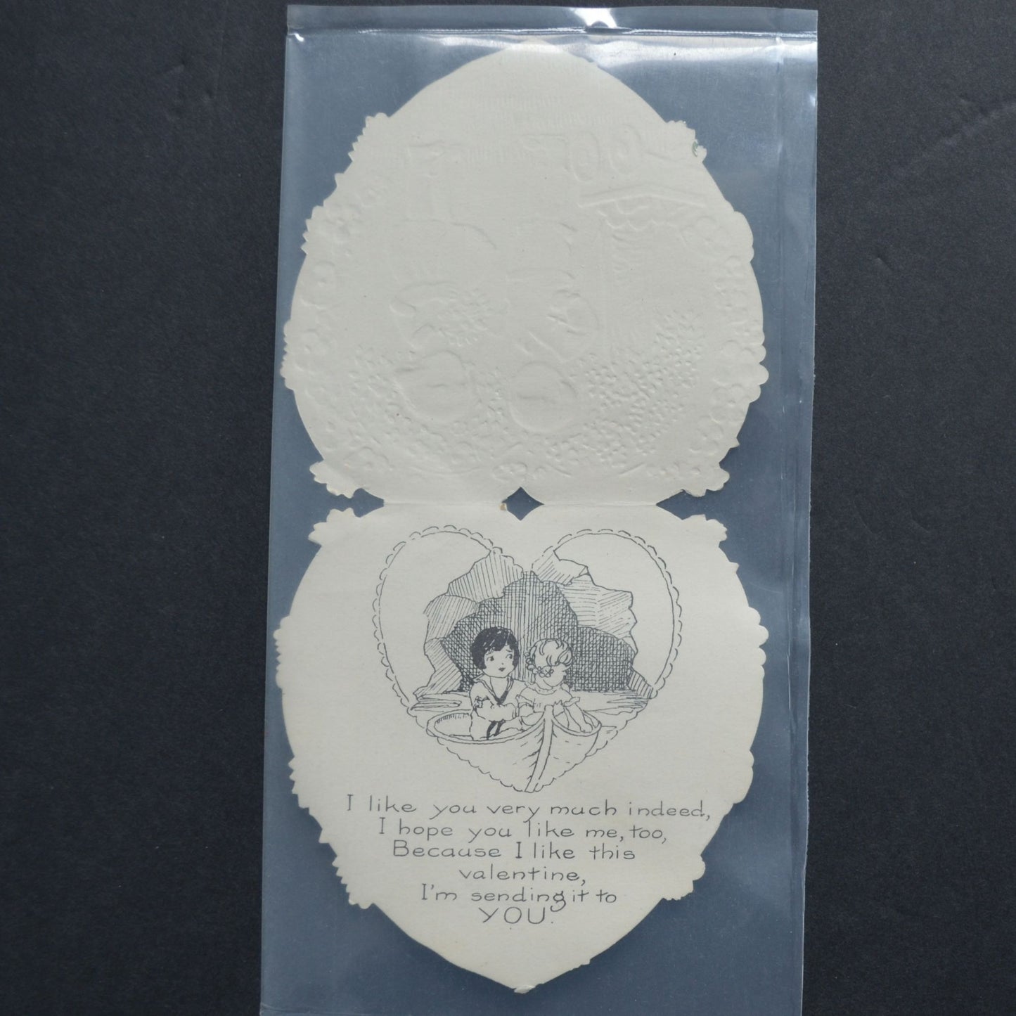 Whitney Made Vintage Valentine Card Wagon Hearts Boy Girl Tree