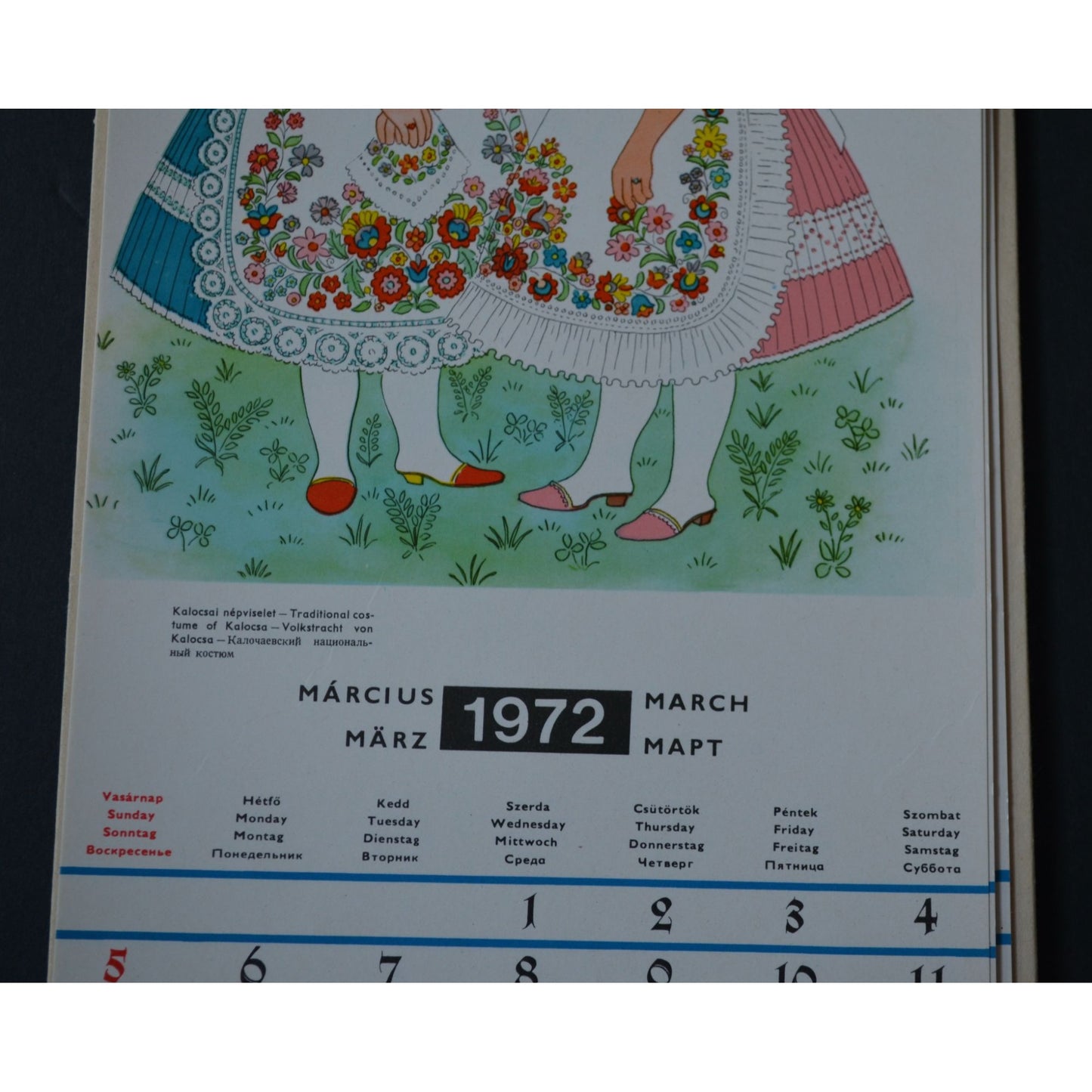1972 Vintage Hungarian? Ukrainian? Calendar with Stand