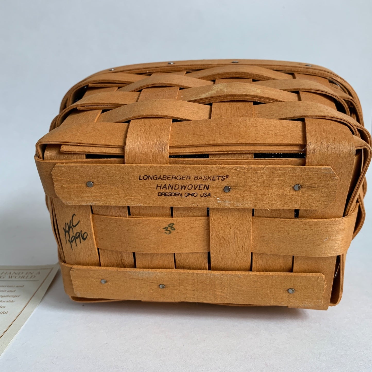 Longaberger 1996 Tea Basket With Navy Liner Divided Protector & Lid