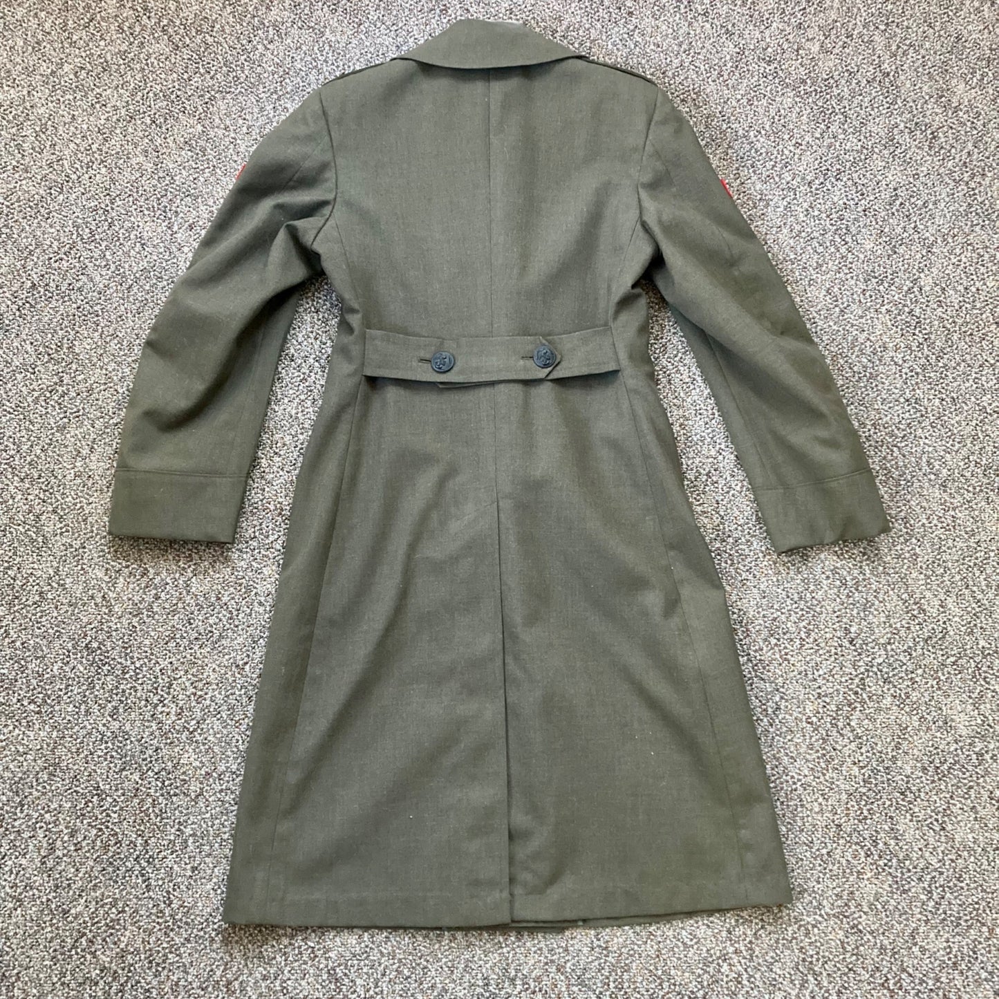 Vintage USMC Overcoat Man's Wool OD Green Dress Uniform w/Rank Trench Coat