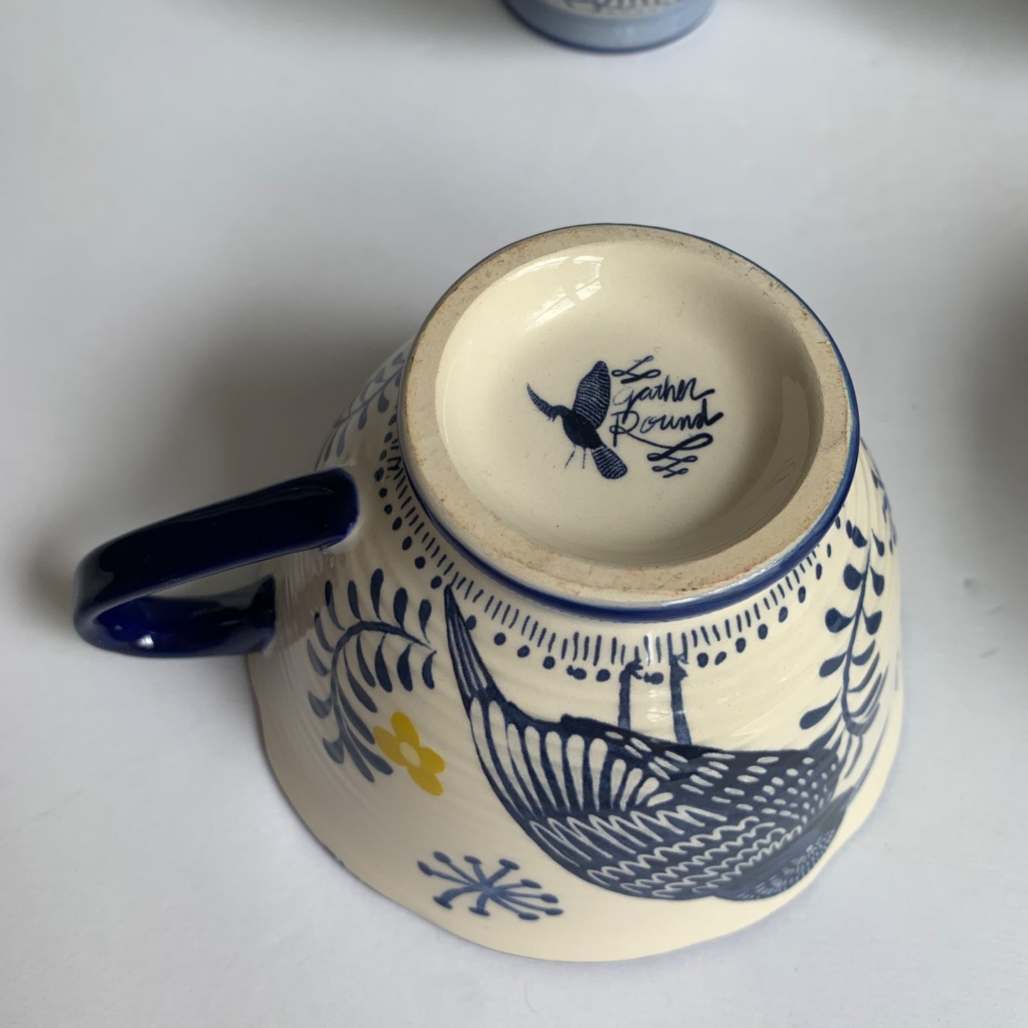 Anthropologie Saga Blue Bird Mugs Set of 7 RARE