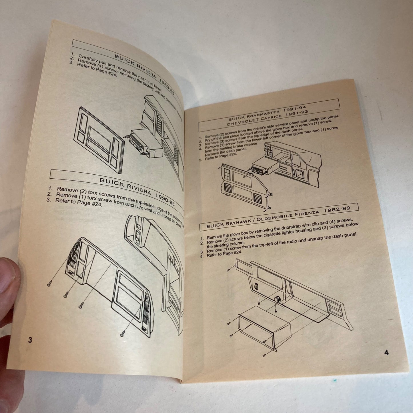 99-4544 /AW-444GM General Motors GM Radio Stereo Installation Instructions 82-96