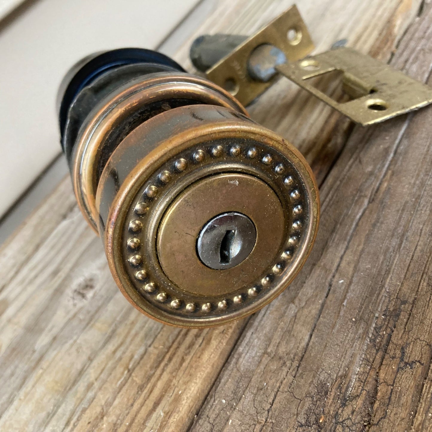 Vintage Door Knob Set Brass Bronze Finish Locking NO KEY