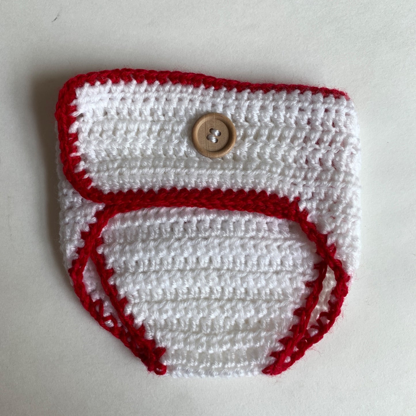 NEW White & Red Bow Knit Diaper Cover 0-6 Months