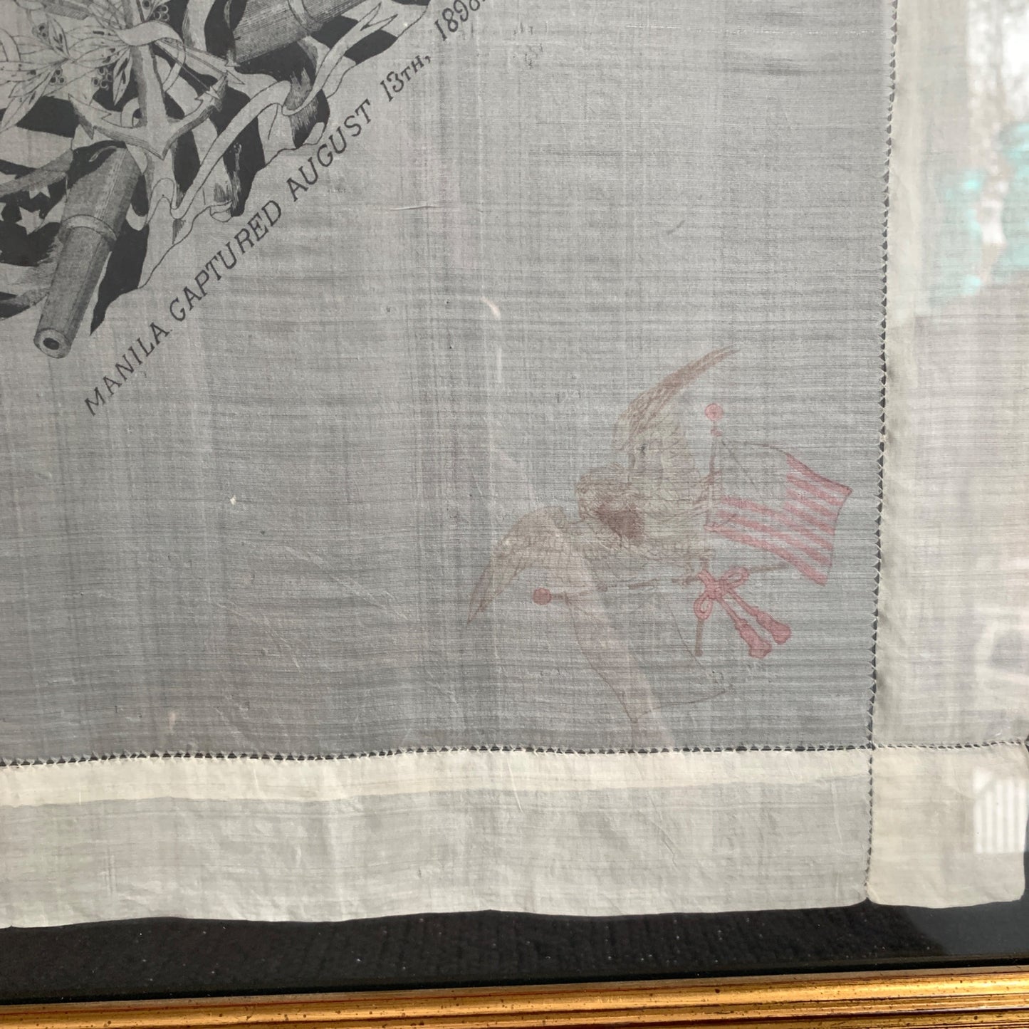 1898 Manila Captured August 13th Silk Scarf Professionally Framed