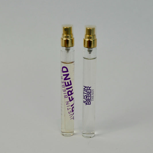 Justin Bieber Perfume Sprays Lot of 2 The Key Girlfriend 10 ml EDP .34 oz.