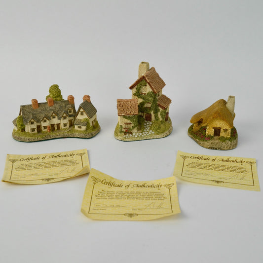 David Winter Cottages Ivy Moorland Craftsmens Lot of 3 with COA's