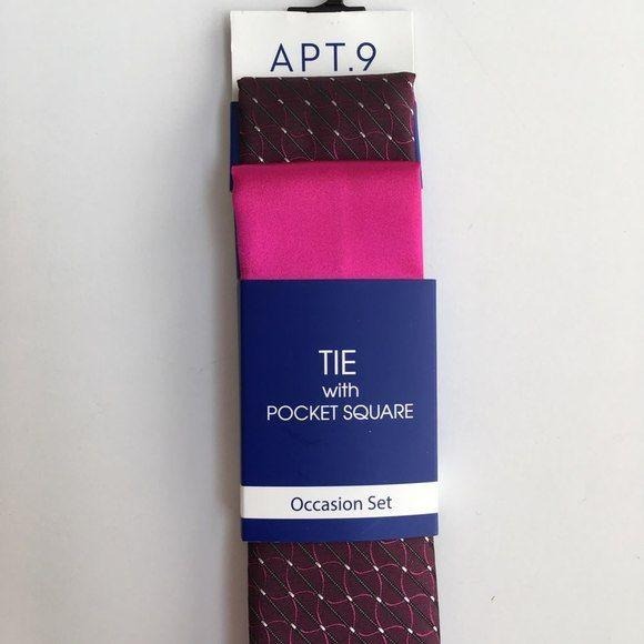 Apt. 9 Skinny Tie & Pocket Square Set New
