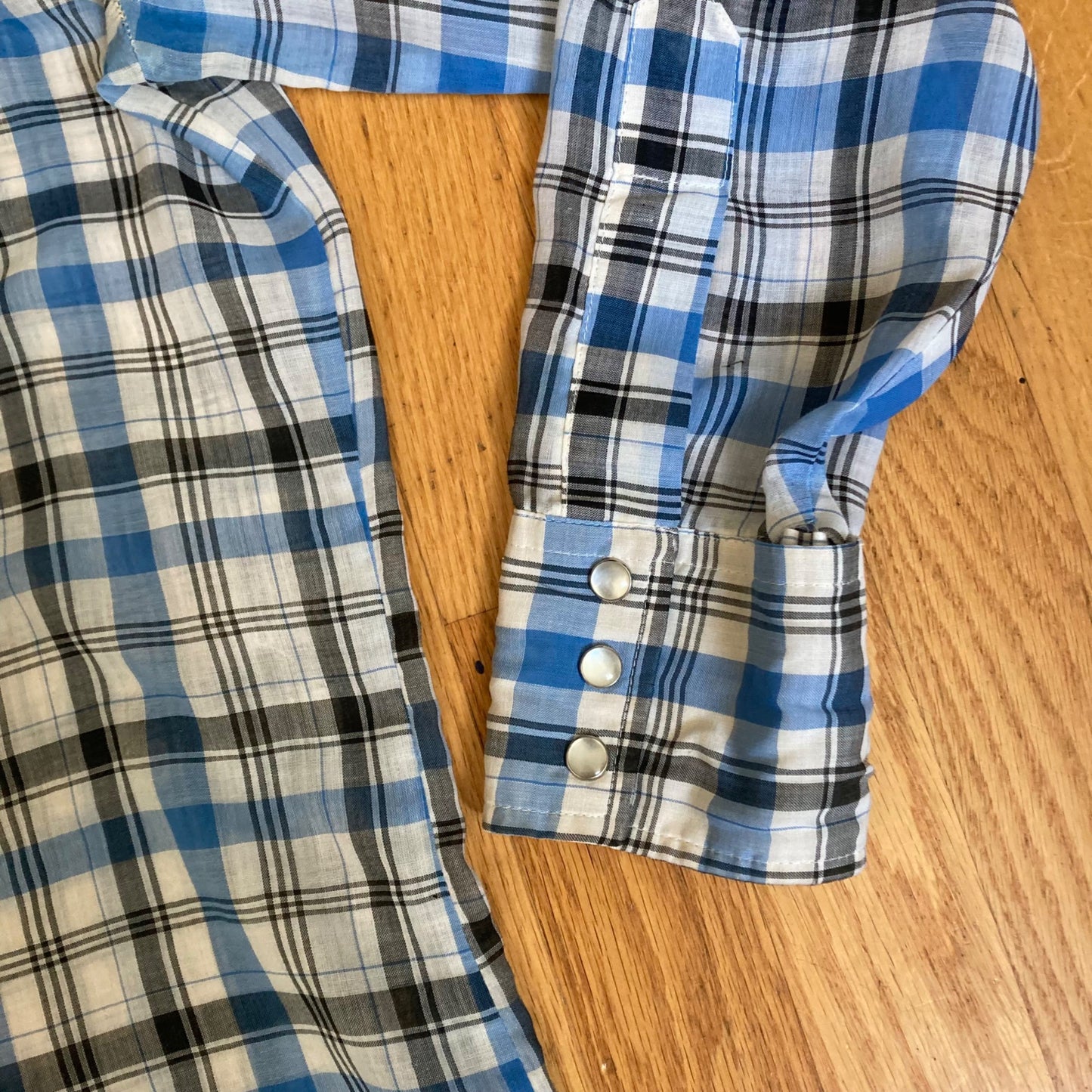 Vintage Lee Long-Sleeve Western Shirt Pearl Snap Blue Plaid Men's
