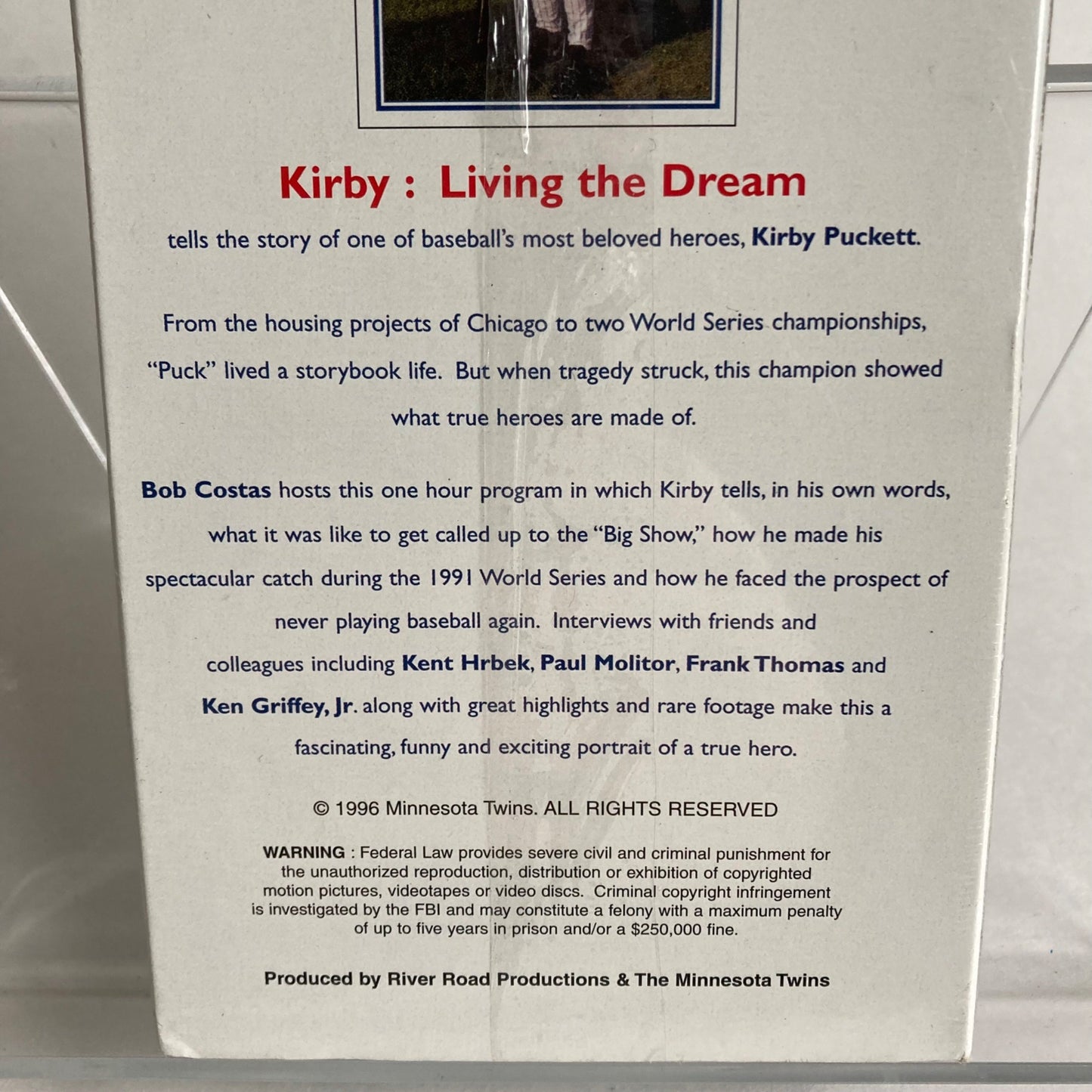 Kirby Living The Dream VHS SEALED! Minnesota Twins Kirby Puckett MN 1996 Vintage