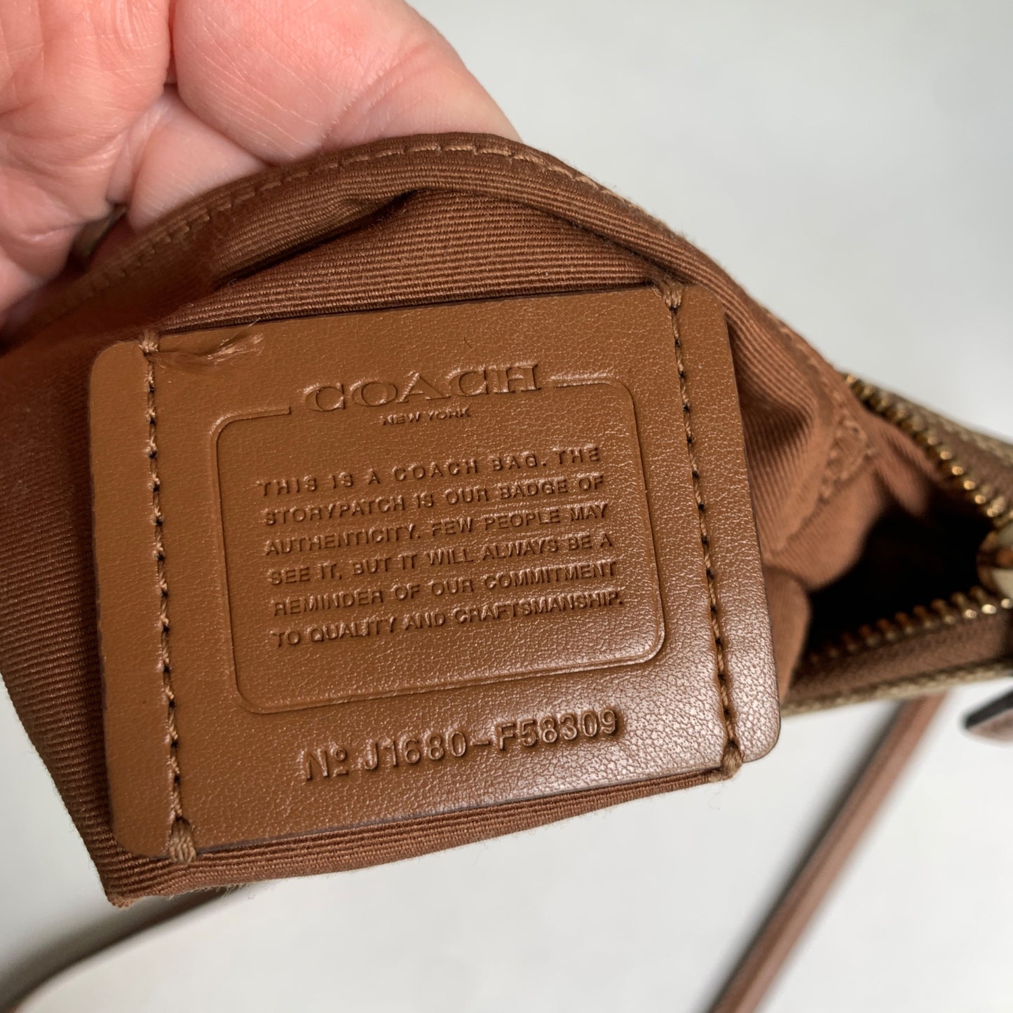 Coach Swingpack Signature Brown Tan Crossbody Bag F58309