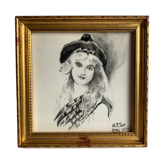 Vintage | 1970 Handpainted Tile Scot Lassie Chicago Ceramic Hobby Show 2nd Place