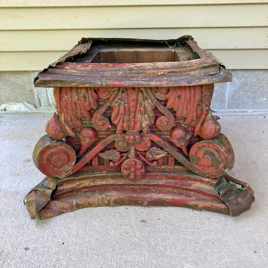 Antique Copper Architectural Salvage Column Base Pillar Embossed Minneapolis